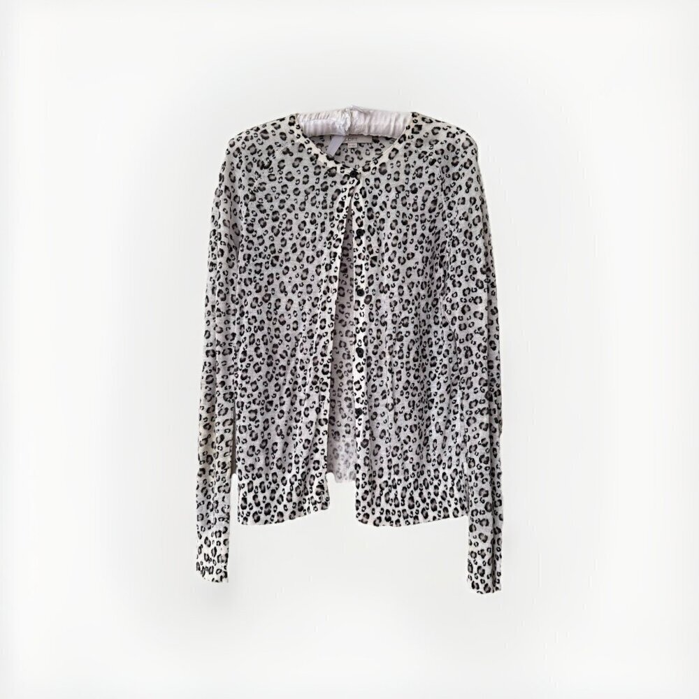 Ann Taylor Loft Womens Sweater Size Medium Long Sleeve Cardigan Animal Print